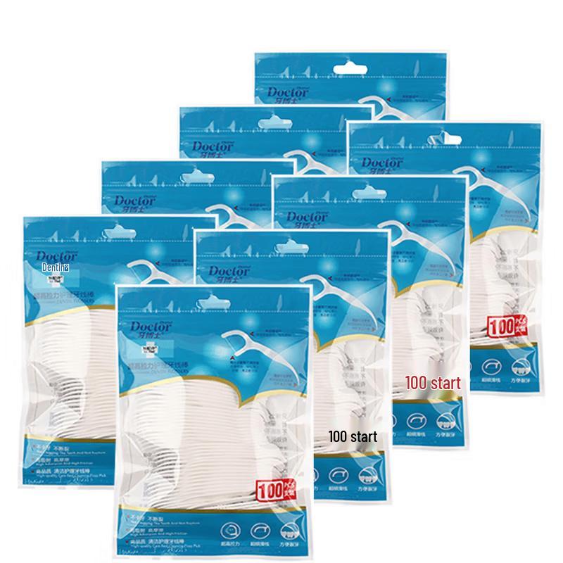 Dr. Tooth Super High Tension Dental Floss Sticks, 8 x 100 Count
