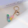 Resin Rainbow Color English Alphabet Tassel Keychain Creative Premium Crystal Epoxy Pendant Bag Pendant