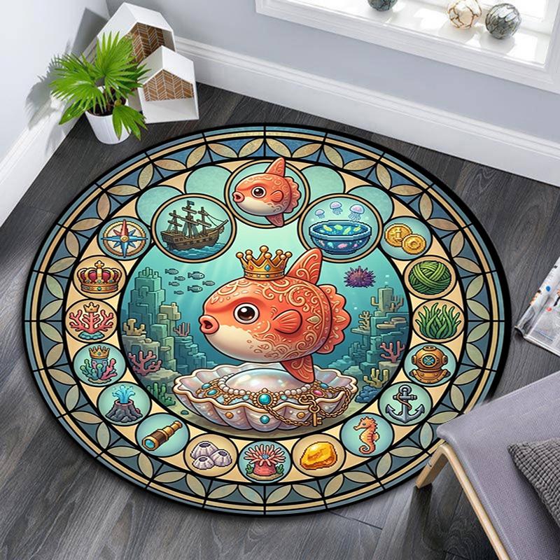 Underwater Kingdom Round Area Rug Under Office Chairs Bedroom Living Room Home Decor