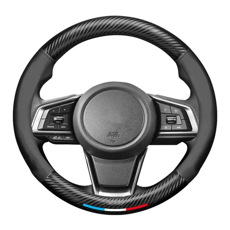 Car Carbon Fiber Leather Steering Wheel Cover For Subaru Outback Legacy Forester Levorg Impreza WRX STI BRZ Interior Accessories
