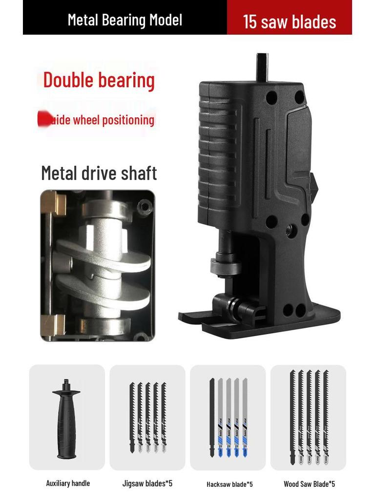 Electric Drill to Chainsaw Conversion Head: Handheld Reciprocating Saw for Woodworking and Jigsaw.