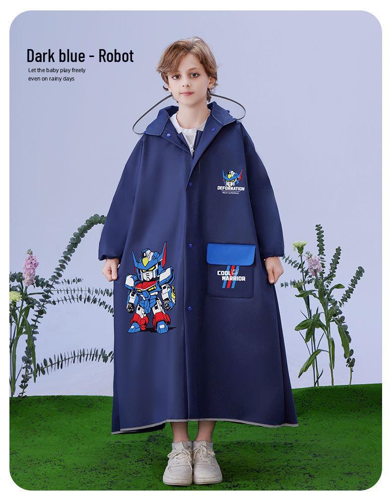 Children's Full-Length Waterproof Bicycle Raincoat with Backpack Cover, Ages 5-12