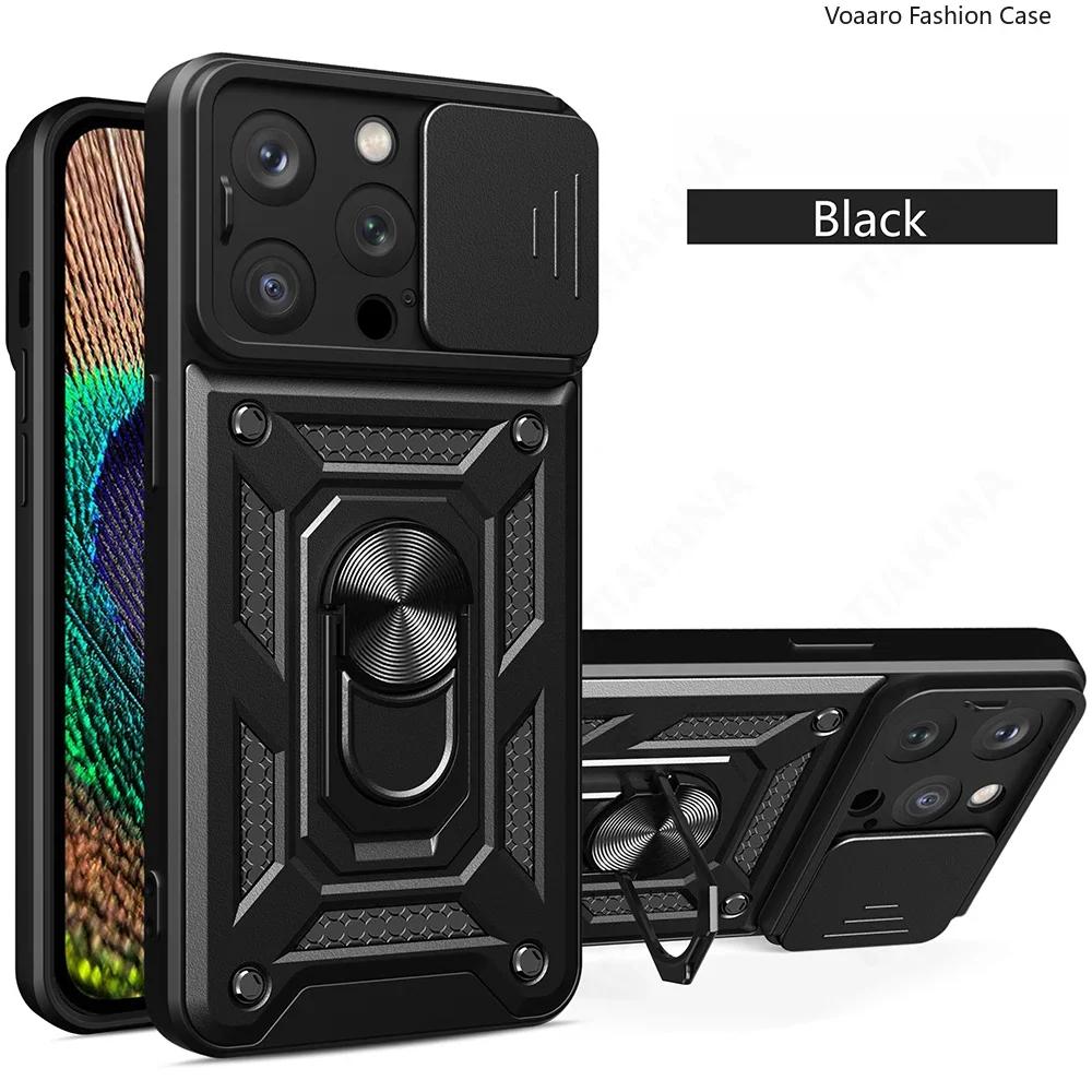 Magnetic Ring Holder Funda for Iphone 16 Pro Max Case for Iphone 16 15 Plus 13 14 Pro Max 12 Mini Case Slide Lens Armor Cover