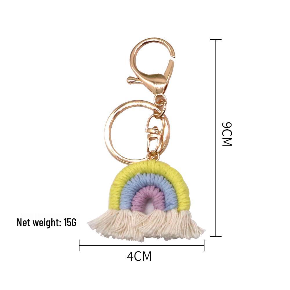 Nordic Rainbow Woven Tassel Keychain Pendant - Ethnic Style Ornament for Bags & Cars