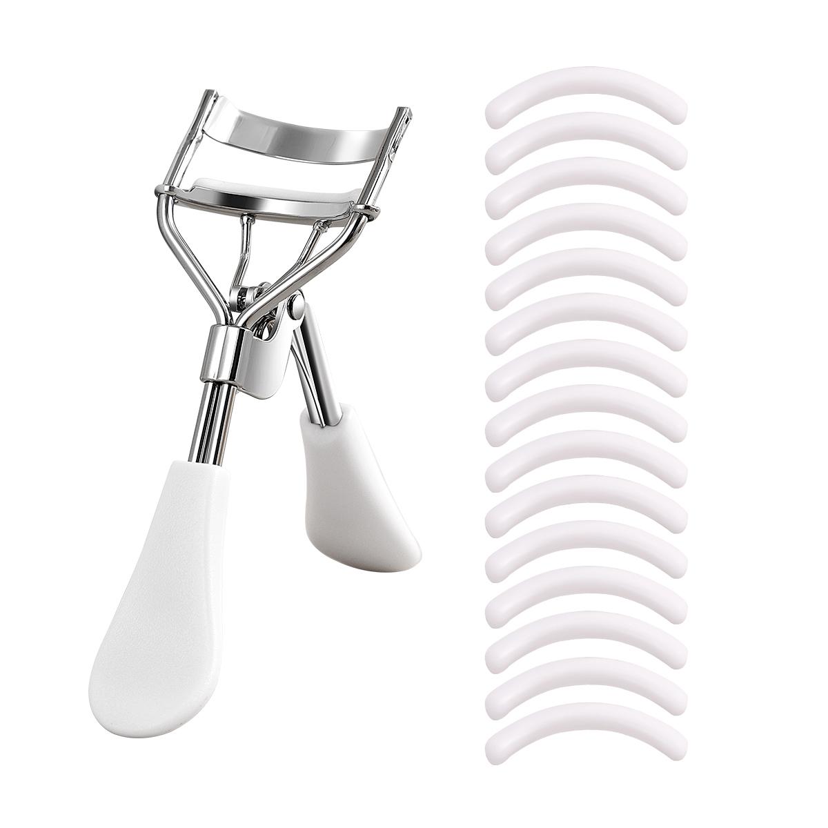 

Portable Eyelash Curler with 15 Silicone Pads and Stainless Steel Eyelash Curler, Used for Eyelash Extension and Curling Tools білий