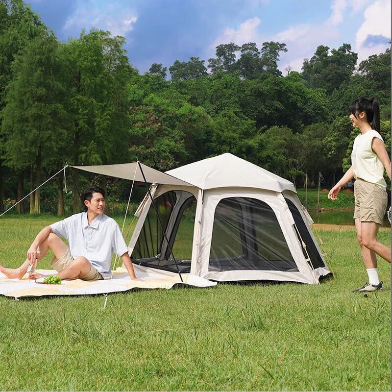 NuFeng Portable Hexagonal Camping Tent with Canopy 5-8 Person