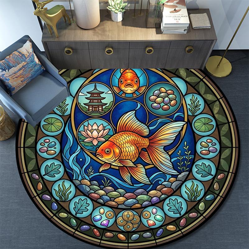 Frog Life Cycle Art Round Area Rug Under Office Chairs Bedroom Living Room Home Decor