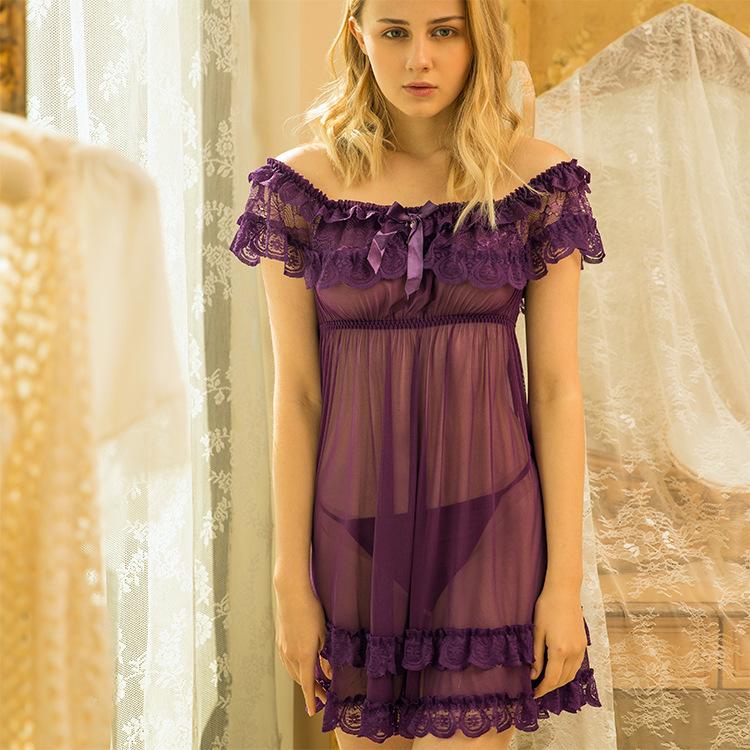 Abito Da Notte Sexy In Pizzo Con Ferretto, Push Up E Perizoma, Taglie S-2XL, Nero/Bianco/Rosa/Viola