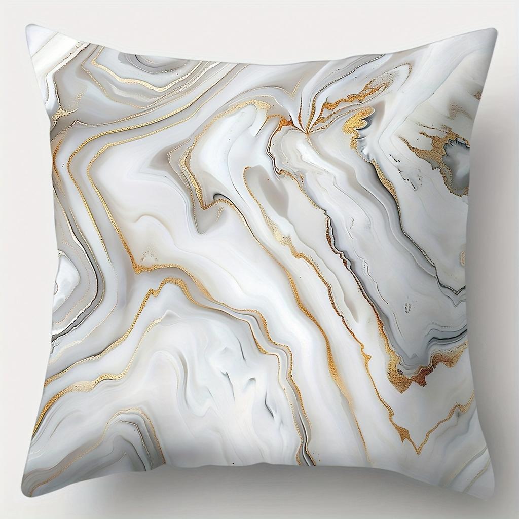 White gray gold geometric pattern cushion cover home decoration pillowcase bedroom living room polyester cushion cover