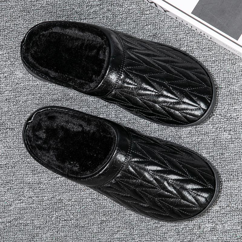 Ultra-Light Plus Size Warm Cotton & Microfiber Leather Slippers