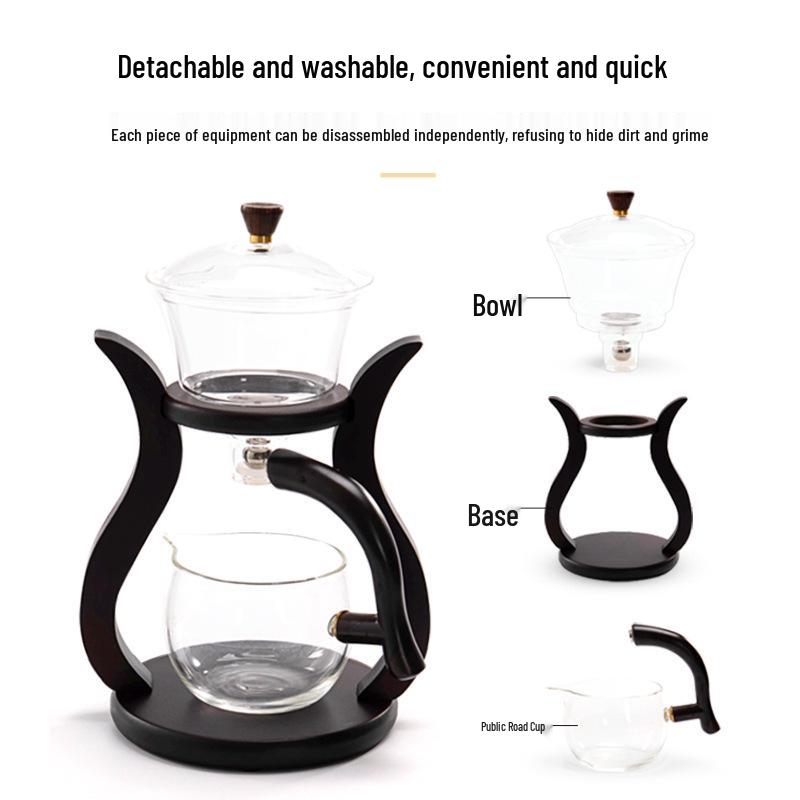 Heat-Resistant Glass Kung Fu Tea Set with Teacup, Teapot & Gaiwan - Automatic Household Set