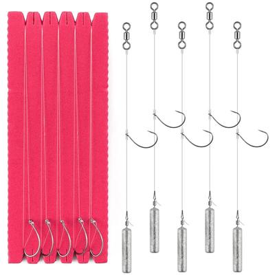 5Pcs Drop Shot Rigs with Rolling Barrel Swivel Hook Fishing Weights Sinker Line Portable Bass Fishing Rig