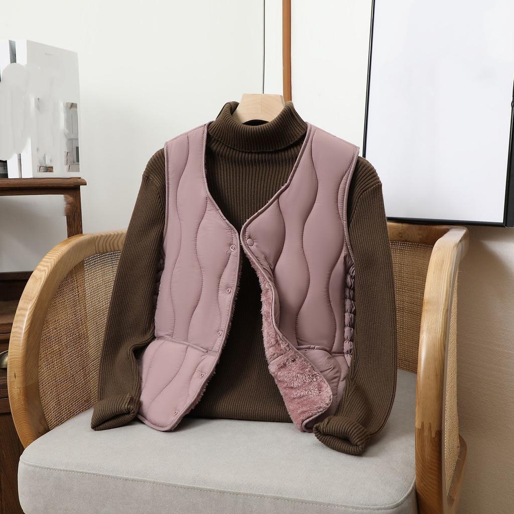 Down Cotton Vest Women's Short Plus Velvet Thickened Large Size Liner Slim Inner Wear Warm Vest