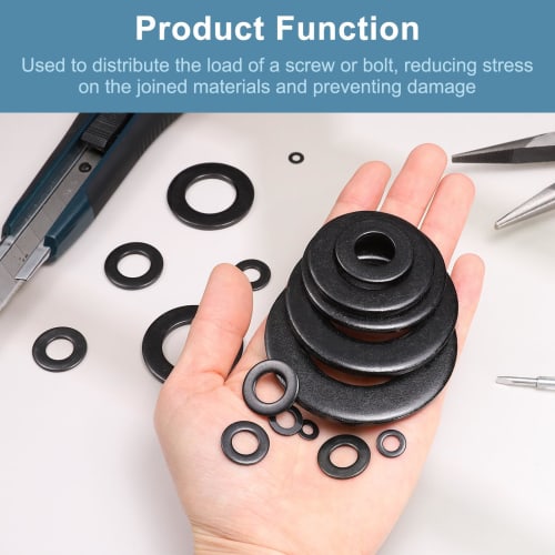 uxcell 100pcs M2 Stainless Steel Flat Washers, 2.2mm ID x 5mm OD x 0.3mm Thick, Black Zinc Plated Metal Washers for Screws and Bolts