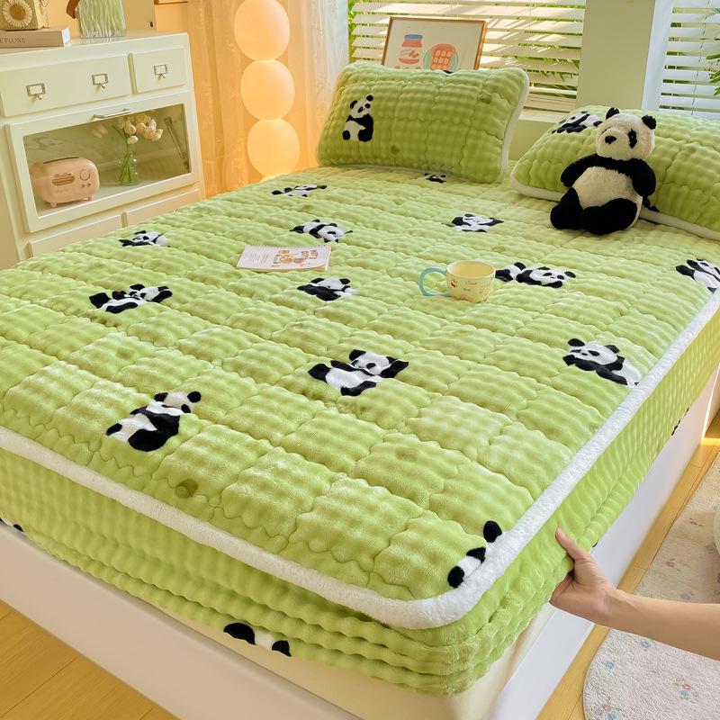 Třída A Plyšové prošívané prostěradlo s bublinkovým králíčkem - Silný protiskluzový all-inclusive chránič matrace na jednu postel