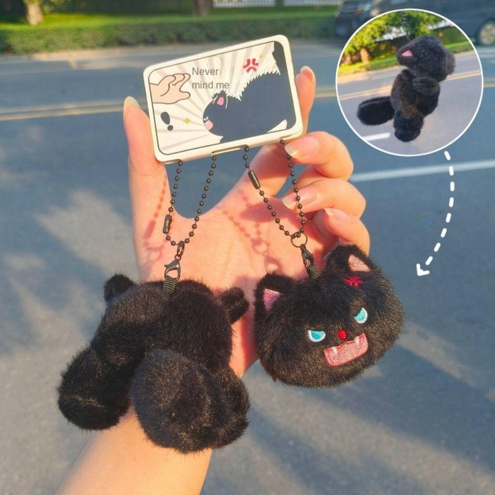 Cartoon Design Plush Keychain Lovely Cat Pompom Ball Plush Keyring Pet Doll Cat Plush Doll  Gift