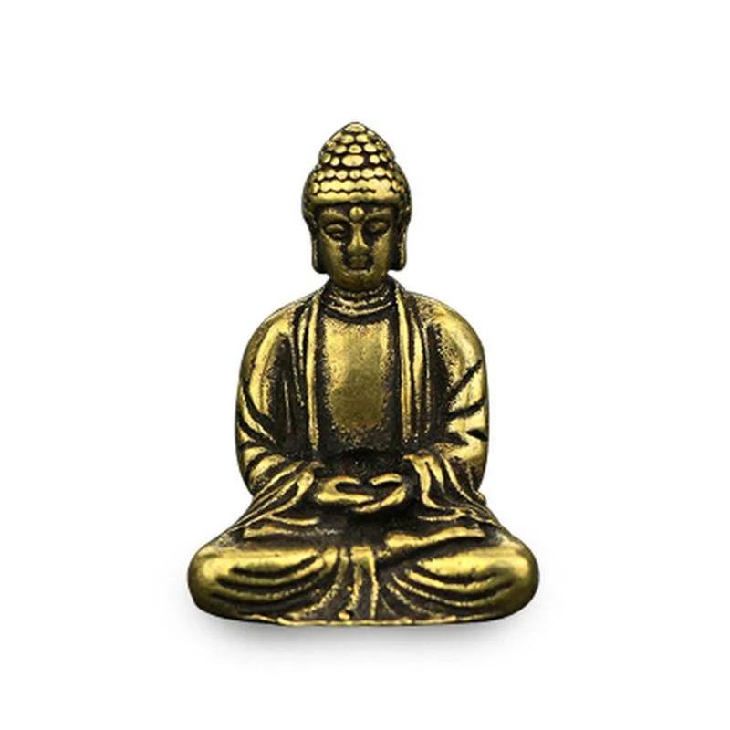 Mini Retro mosadzná soška Budhu Vrecko Sediaci Budha Socha Domov Kancelária Stôl Dekoratívna ozdoba