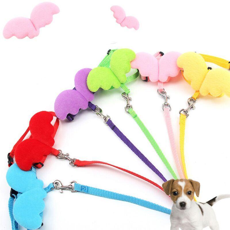 Pet Supplies Adjustable Dog Nylon Leash Dog Cat Traction Rope Puppy Pet Angel Wings Chest Straps