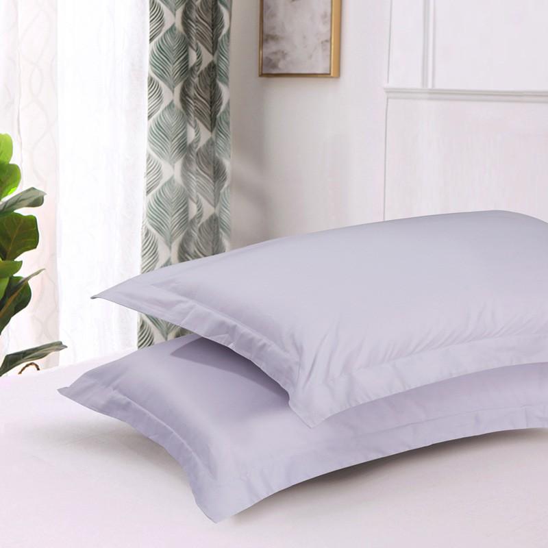 2-Pack 100% Cotton Pillowcases 48x74cm Plain Solid Color Bedding Students Home Use Soft Satin Weave