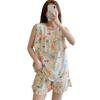 Anti-bumping Pajamas Women's Summer Ultra-thin Cotton and Silk Summer Vest Shorts Sleeveless Set Cool Cotton Silk Loungewear