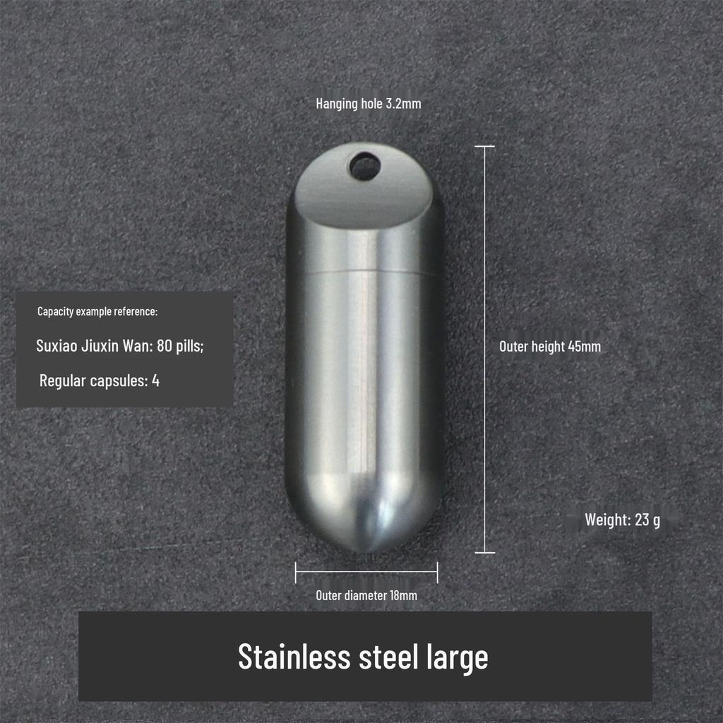Titanium Alloy Waterproof Portable Pill Bottle - Small Sealed Outdoor Medicine Capsule Box