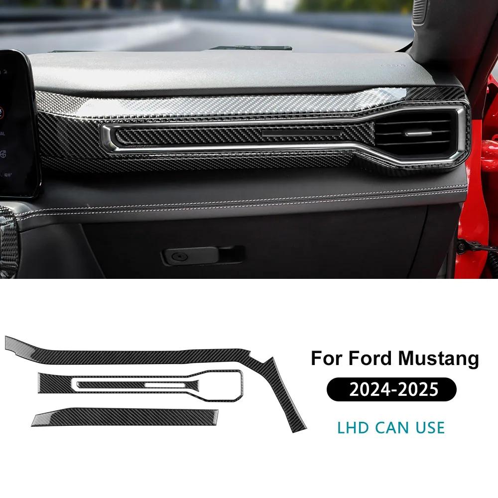 For Ford Mustang GT Dark Horse EcoBoost 2024 2025 2026 LHD RHD Real Soft Carbon Fiber Sticker Car Center Console AC Outlet Trim
