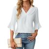 BITCED Women's Fashion Casual Solid Color Print V-Neck 3/4 Sleeves Blouses & Shirts
