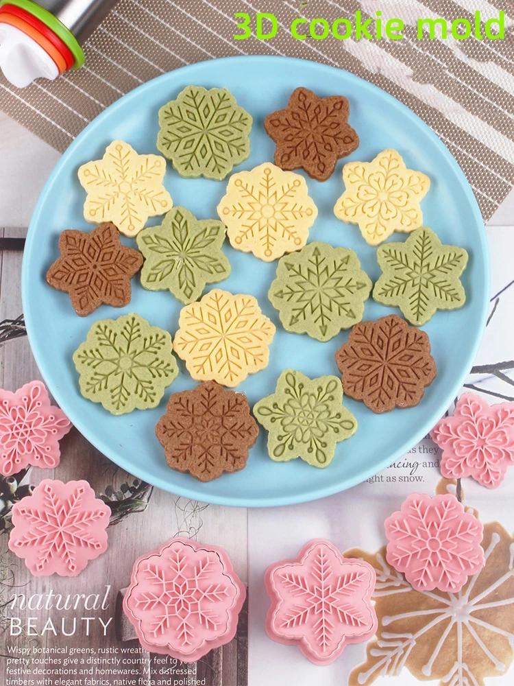 9Pcs Snowflake Shape Biscuit Mold Christmas Cookie Cutter Molds Embossers Icing Cookie Pastry Mould Household Baking Tools