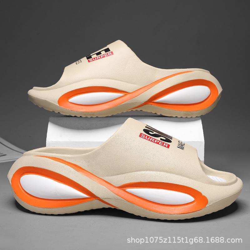 Slippers New Summer Couple Thick Bottom Non-slip Heightening One-word Drag Casual Fashion Soft Bottom Beach Sandals