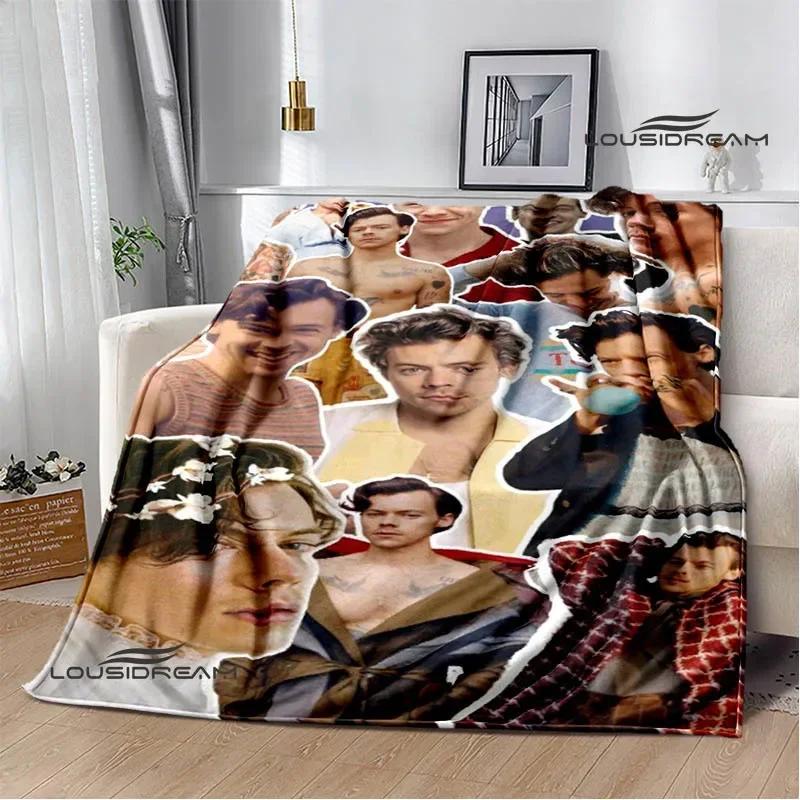 Sänger H-Harry-Styles bedruckte Decke Picknickdecken Flansch warme Decke Weiche und bequeme Decke Bettwäsche Geburtstagsgeschenk
