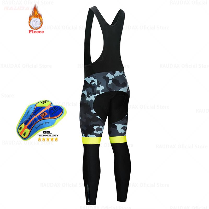 2025 Raudax Camouflage Winter Thermal Fleece Cycling Clothes Men's Jersey Suit Outdoor Riding Bike MTB Clothing Bib Pants Set