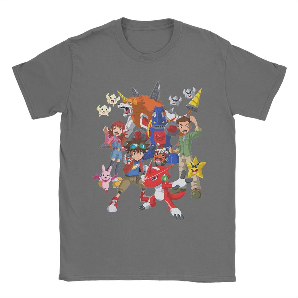 Digimon Anime T Shirt Men Women's 100% Cotton Funny T-Shirt Round Neck Agumon Monster Tees Short Sleeve Clothing Plus Size