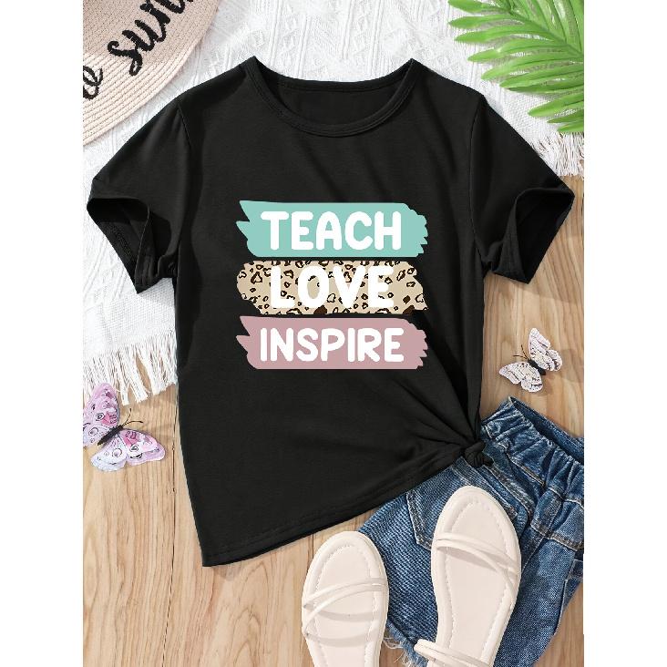 Teacher s Day printed pattern casual loose short-sleeve summer shirt T Shirt S чёрный