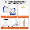 Kids Drum Set 3-Piece 14 in Beginner Drum Set for Child with Throne Blue