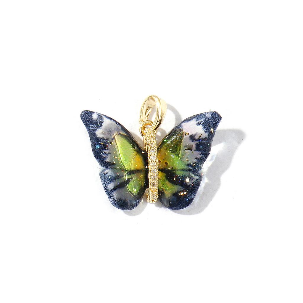1 Piece Resin Insect Charm 18K Gold Plated Butterfly Animal Brass Pendants For DIY Necklace Bracelet Jewelry Making 24mm x 20mm