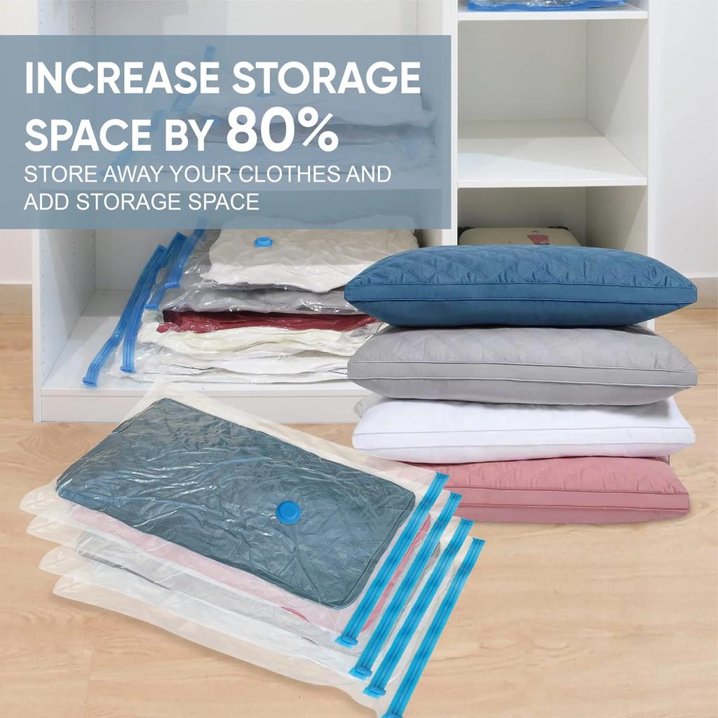 1Set Vacuum Compression Bag With Hand Pump For Clothing Sorting Bedding Space Saving Sealed Bag Combination Wardrobe Organizer