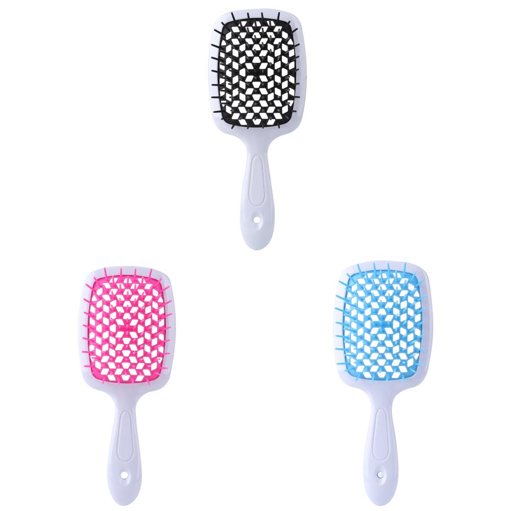 Puszysty grzebień do modelowania, siatkowy grzebień fryzjerski, wygładzający włosy, grzebień w kształcie plastra miodu, plastikowy grzebień do masażu, suchy i mokry, pusty grzebień