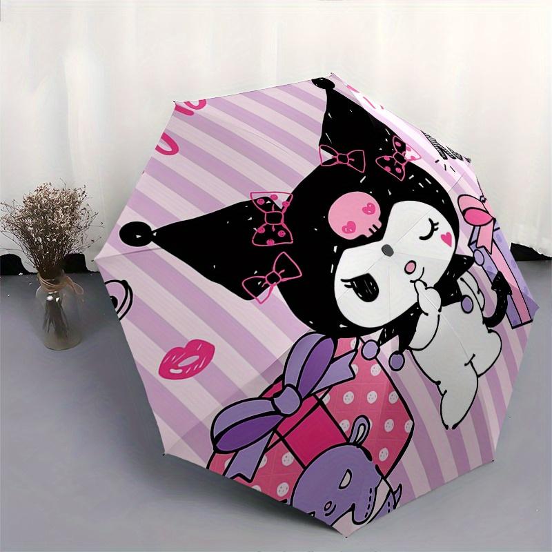 Kuromi,Birthday Automatic Folding Umbrella-Simple 8-Rib Design, Bright Cartoon Pattern, Durable Iron Frame, Suitable For Travel, Outdoor, Be