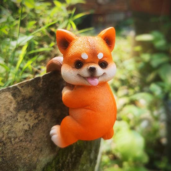 Animal Decorative Statue Mini Cat Dog Resin Ornament Compact Design Flower Pots