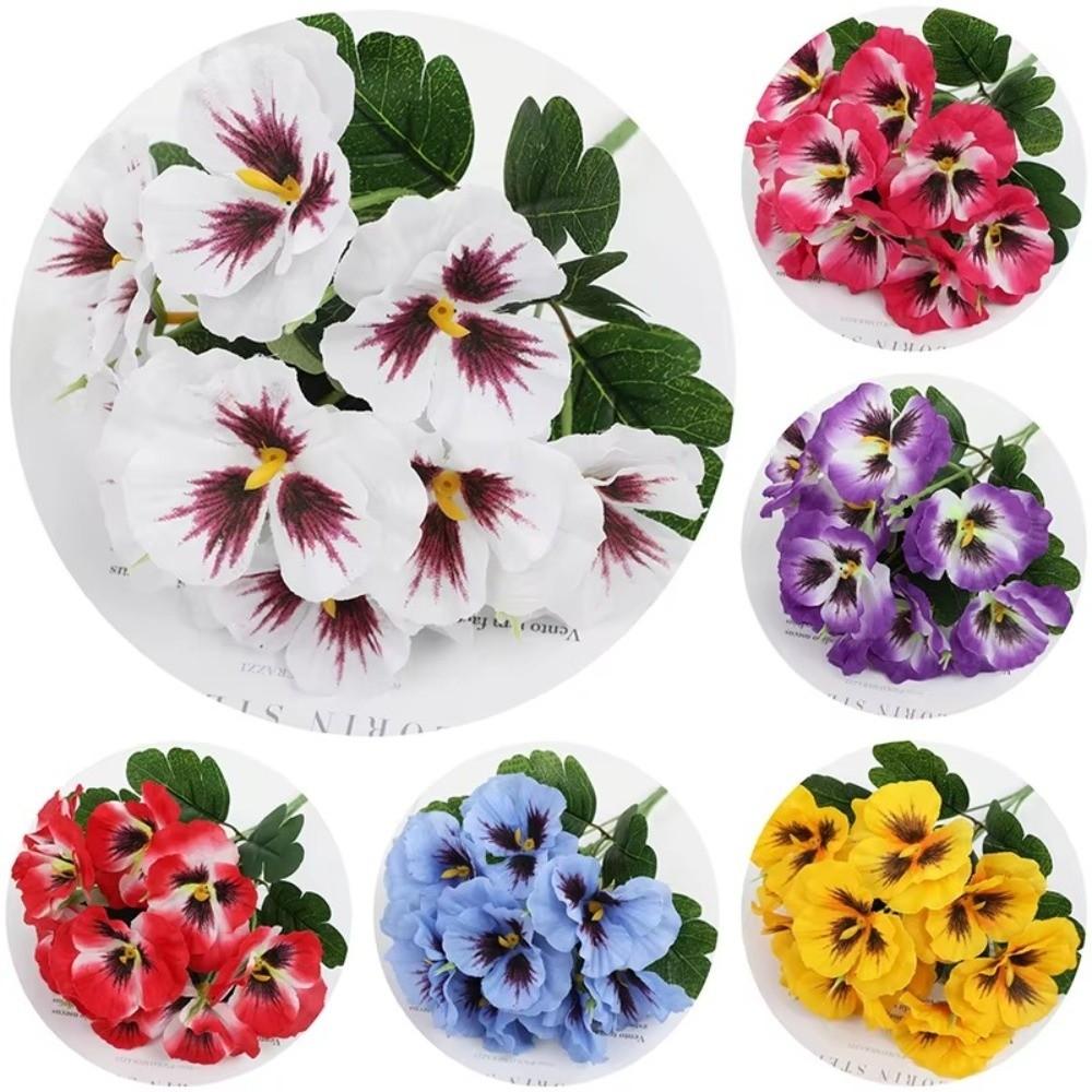Silk Cloth Artificial Pansy Flowers DIY Floral Flower Bouquet Home Decoration  Valentine's Day Gift