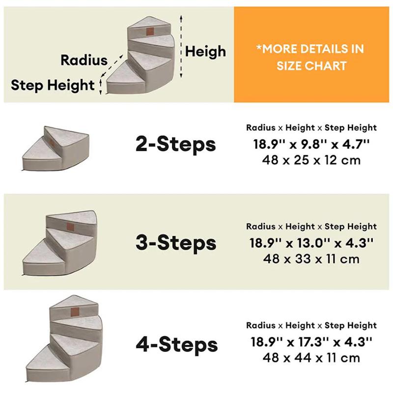 Water-Repellent Faux Leather Pet Stairs 2/3/4 Step Non-Slip Dog/Cat Ramp Ladder Removable Spiral Small Dog Steps Pet Supplies