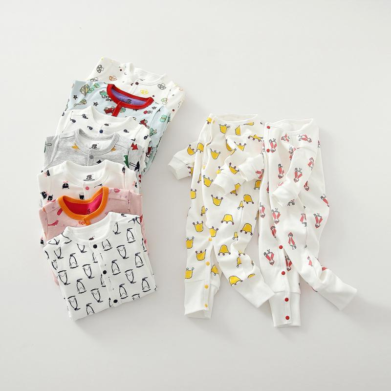 Erkek ve Kız Çocuklar İçin Saf Pamuk Uzun Kollu Bebek Tulumu - Dört Mevsim İçin Çift Katmanlı