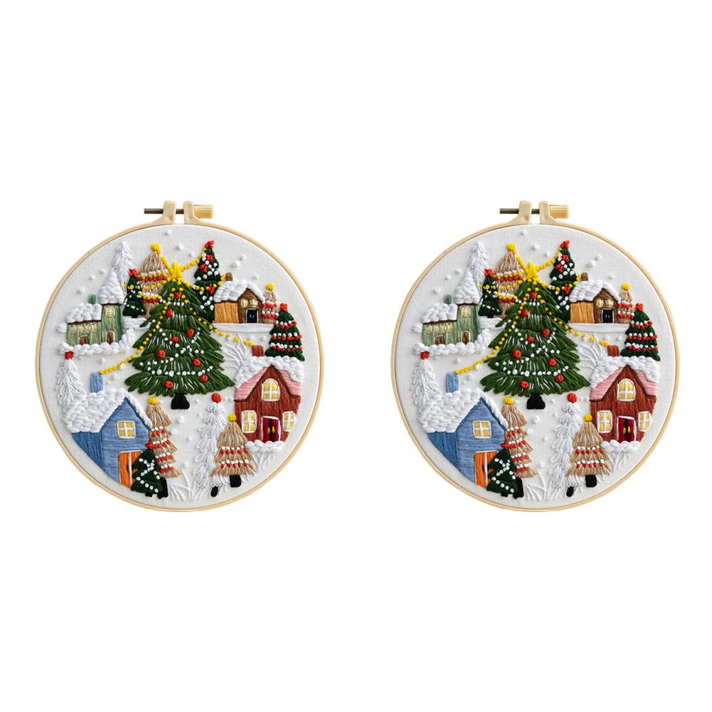 1/2Pcs Christmas Embroidery Kit DIY Cross Stitch with Needle Merry Christmas Ornaments Needlework Handmade for Home Decor Gifts