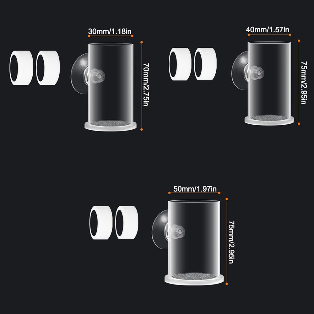 Acrylic Brine Shrimp Feeder with Suction Cup Transparent Fish Tank Feeding Cup Durable Fixed-Point Fish Feeder