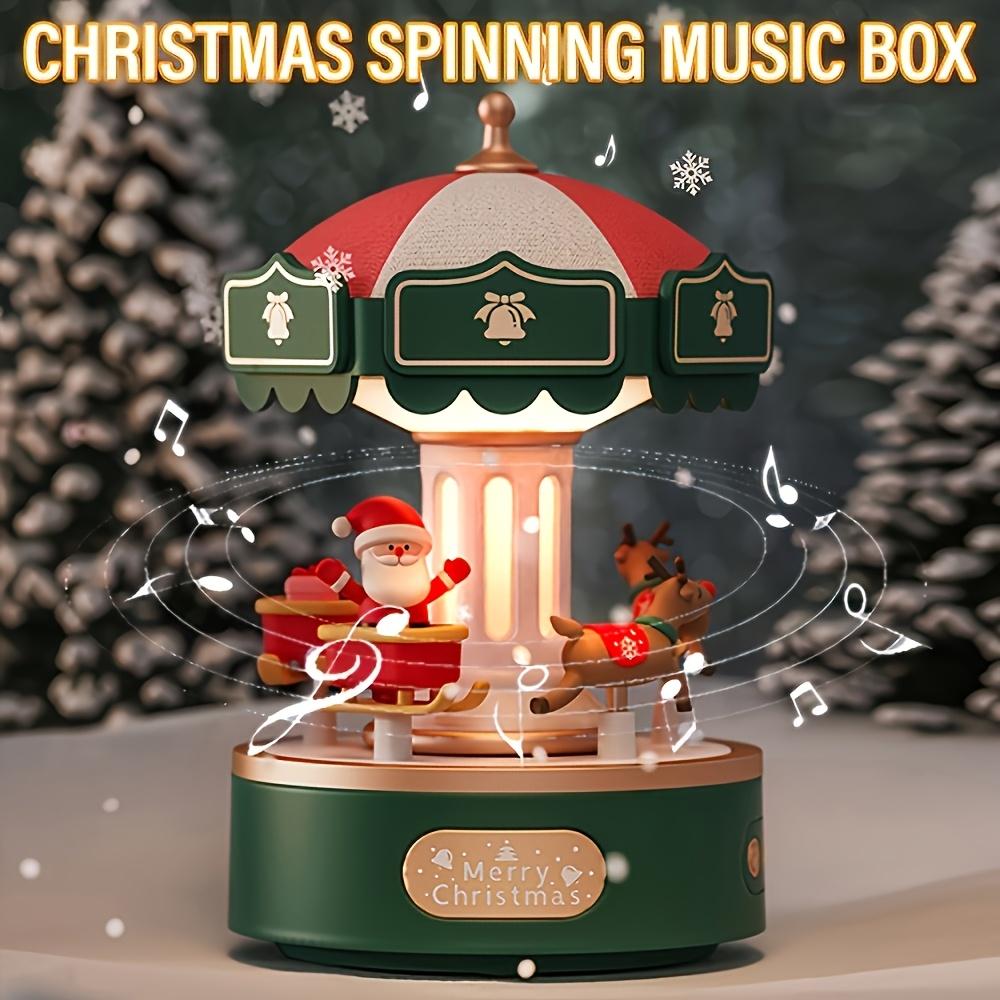 Dönen Atlıkarınca LED Gece Lambalı Noel Baba Müzik Kutusu, USB Güçlü Döndürücü, Sevgililer Günü Hediyesi Noel Ağacı İçin, Işıklı Noel Süsleri