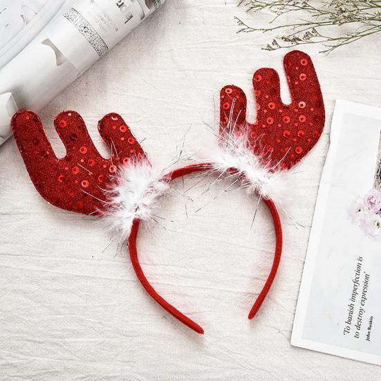 Aro para el pelo, decoración de astas, tocado elástico, decoración de astas de Papá Noel, aro para el pelo, accesorios para el cabello