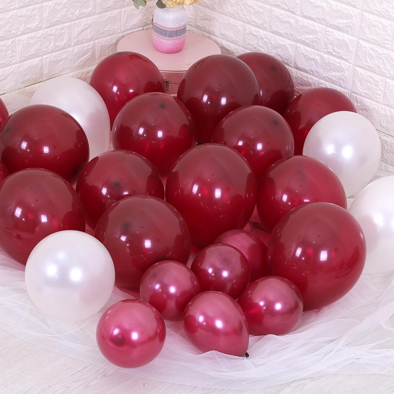 Wine Red Latex Balloons, 12-Inch, 3.2g, for Weddings & Birthdays