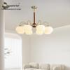 Best-Selling French Mid-Century Dimmable Cream All-Copper Chandelier for Living, Dining, or Bedroom.