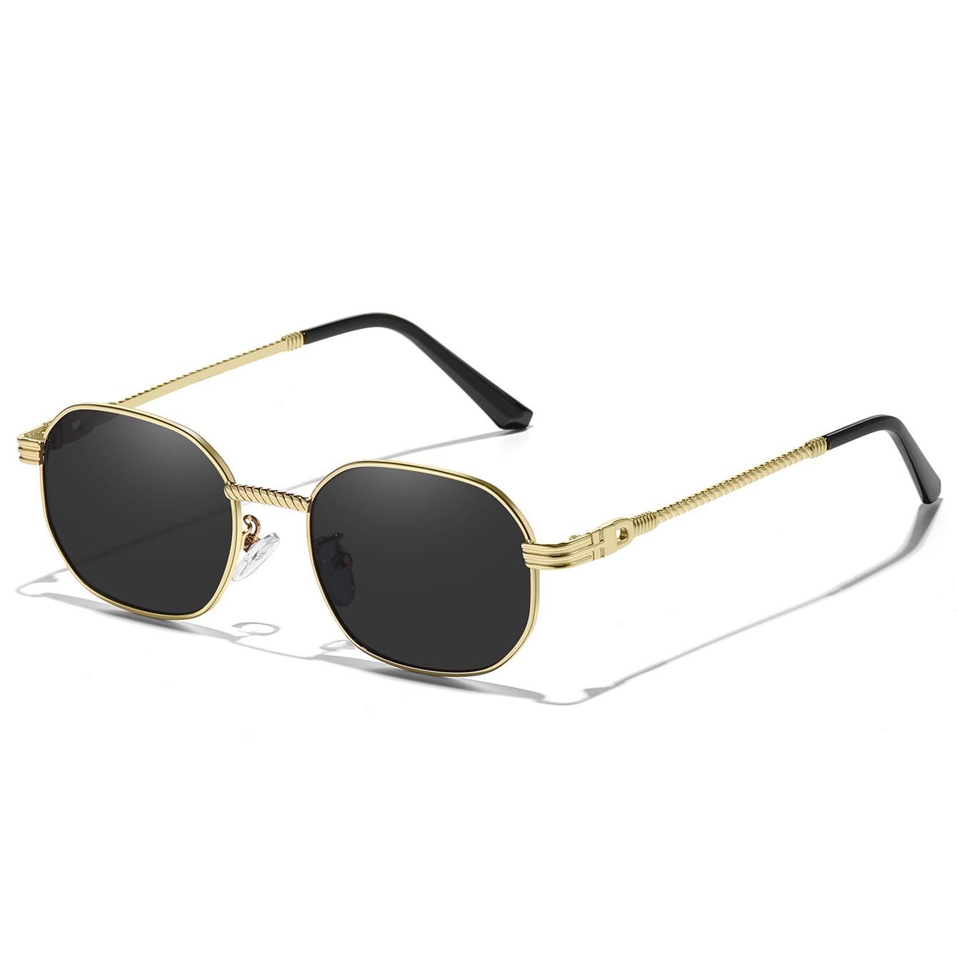 

Stylish Retro Fishing Eyewear Female Male Black Gold Alloy Metal Round Sun Eyewear Fashionable Classic Style Punk Protection UV Protection 400