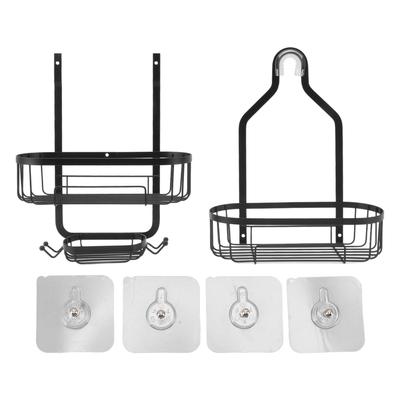 Metal Iron Wall Mounted Bathroom Basket 2 Layer Punch Free Bathroom Shelves Toilet Accessories